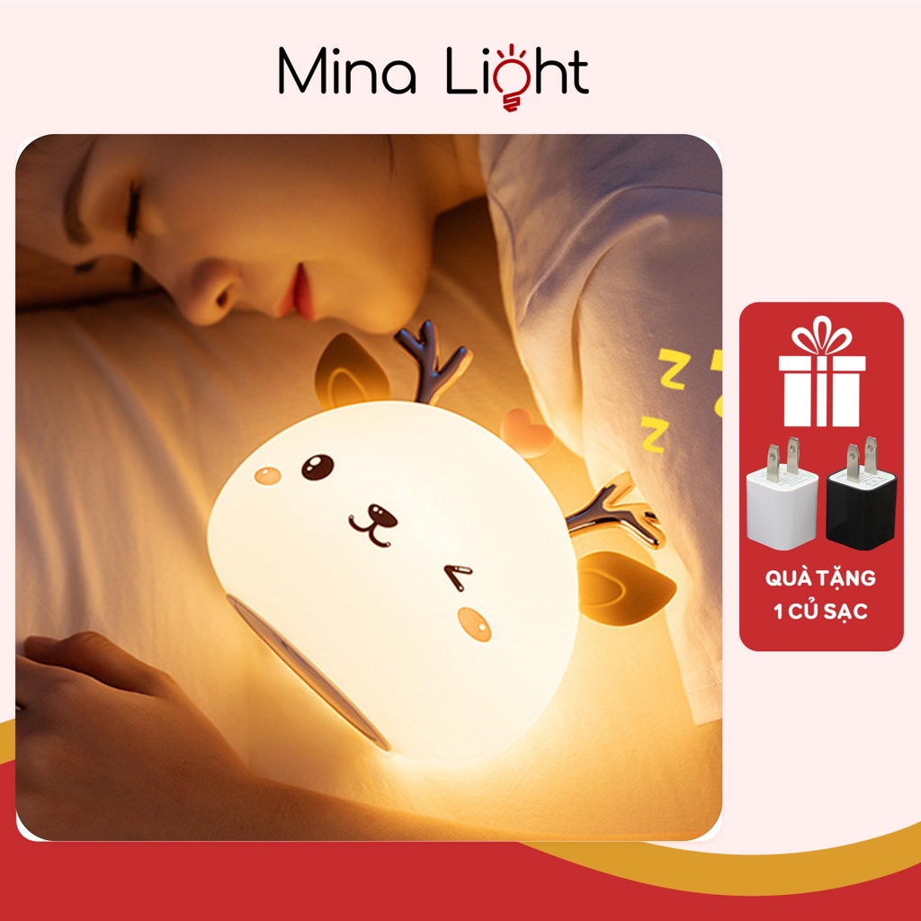 Đèn ngủ silicon để bàn, đèn led trang trí phòng ngủ phòng khách hình các con vật gần gũi và đáng yêu