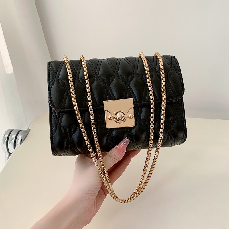 Túi Đeo Vai Dây Xích Màu Đen Đơn Giản Thời Trang Cho Nữ