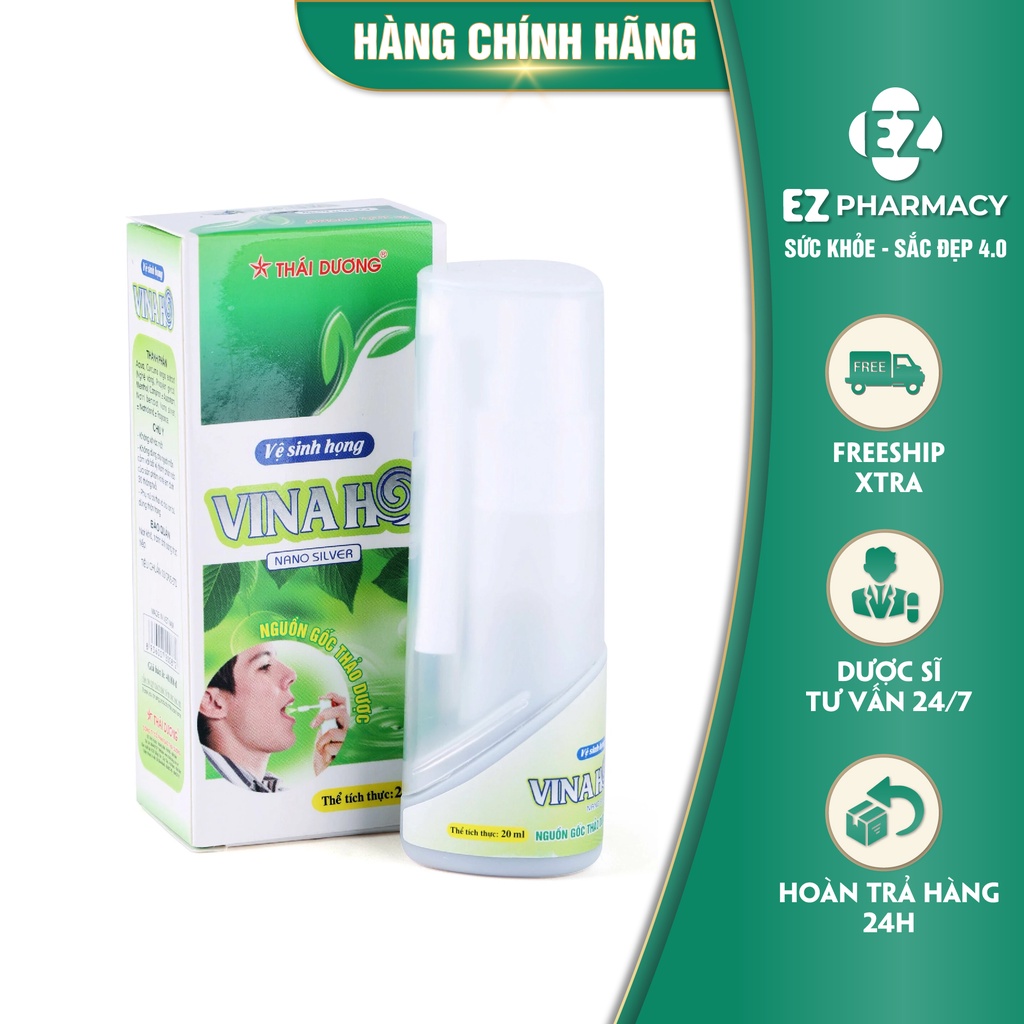 Xịt họng Vinaho - Vệ sinh họng, khử hôi miệng, Ngăn ngừa ho gió, ho khan, ho dị ứng thời tiết 20ml - EZ Pharmacy