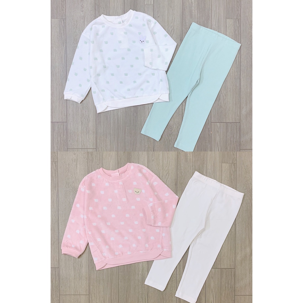 Bộ băng lông cho bé Agabang quần legging mặt gấu nhí Nga Fish A10L6