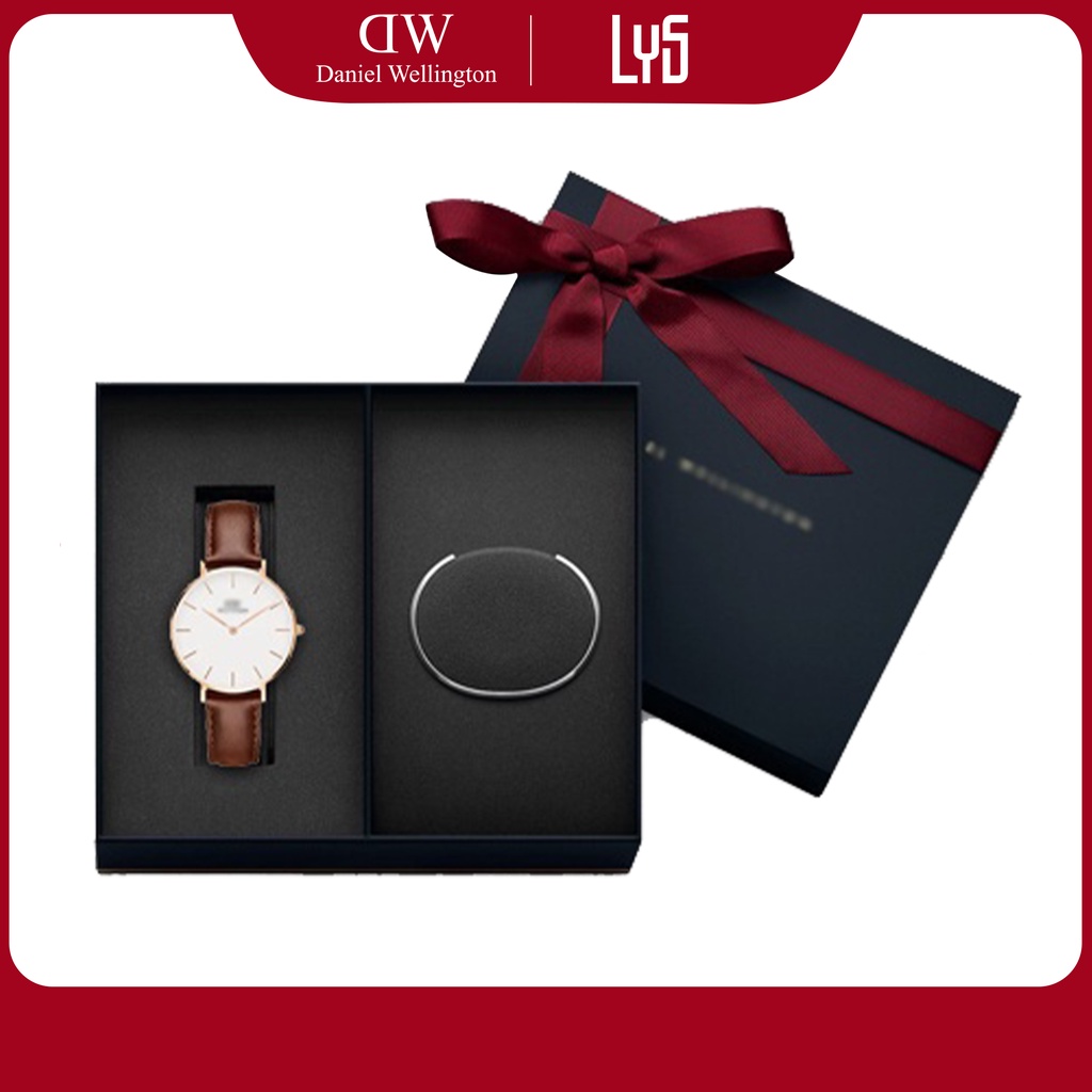 Đồng hồ nam nữ Daniel Wellington Petite Pressed SheffIeld & Vòng Tay DW Full box - Giftset quà tặng