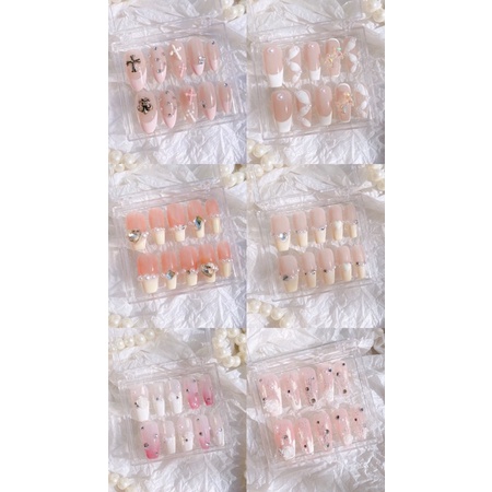 NAILBOX - Móng úp thiết kế theo size - hồng gắn đá lấp lánh