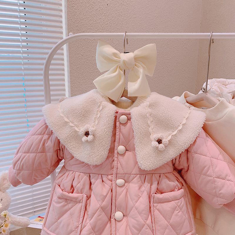 Áo Khoác Đệm Cotton Lót Lông Cừu Dày Dặn Phong Cách Hàn Quốc Thời Trang Mùa Đông Mới Cho Bé Gái