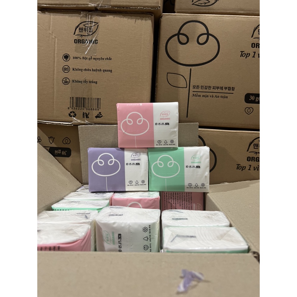 Giấy Ăn Cao Cấp organic Khăn Giấy Ăn Gấu Trúc Tiện Lợi  Thùng 30 Gói