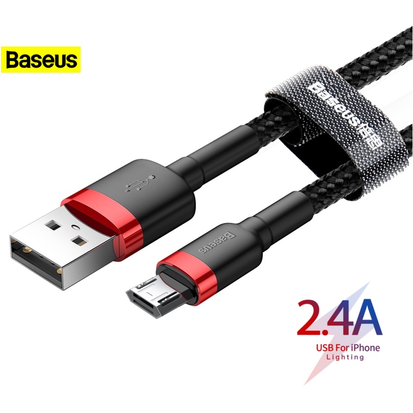 Cáp sạc nhanh Micro 2.4A Baseus dây bọc dù chống gãy gập dùng cho android , máy tính bảng