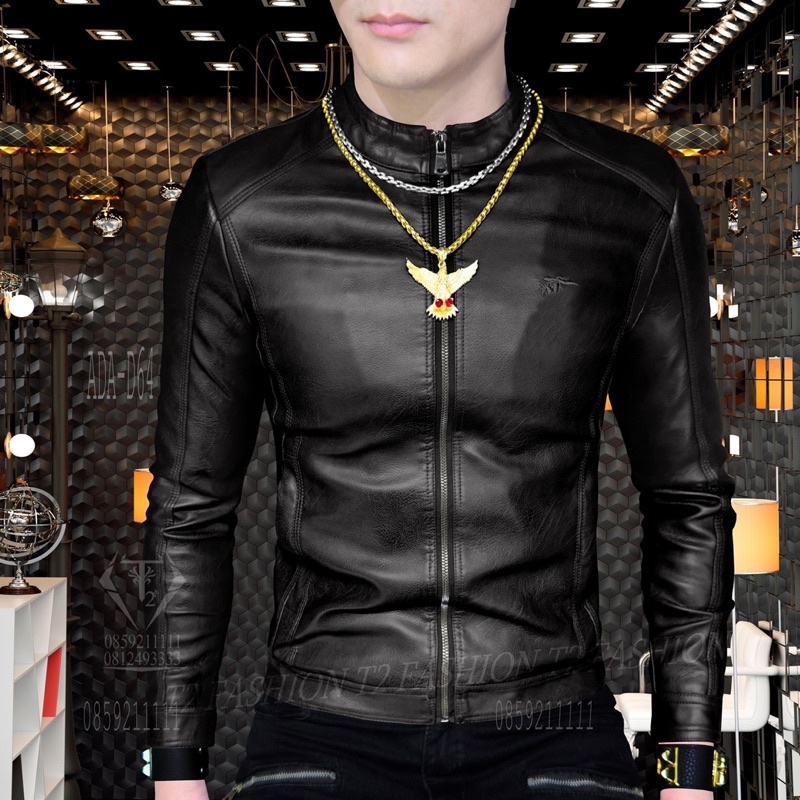Áo Khoác Da Nam Body cổ trụ lót lông cao cấp