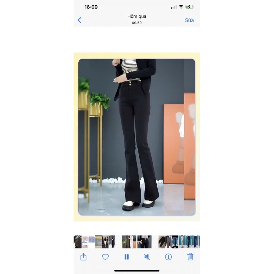 Quần kaki loe chất co giãn lưng siêu cao form ôm dáng 2 nút chất liệu cao cấp-HVSHN-Mã Kaki Loe