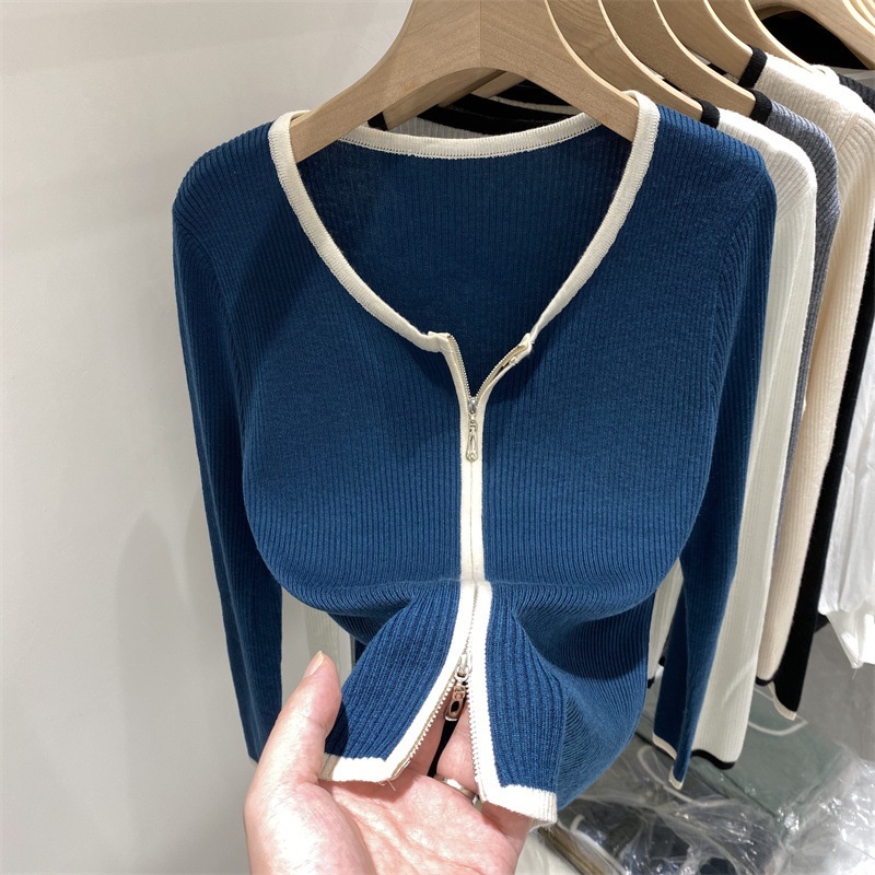 Áo Khoác cardigan Dệt Kim Mềm Mại Tay Dài Có Khóa Kéo Đôi Phong Cách Phương Tây Thời Trang Mùa Thu 2021 Cho Nữ