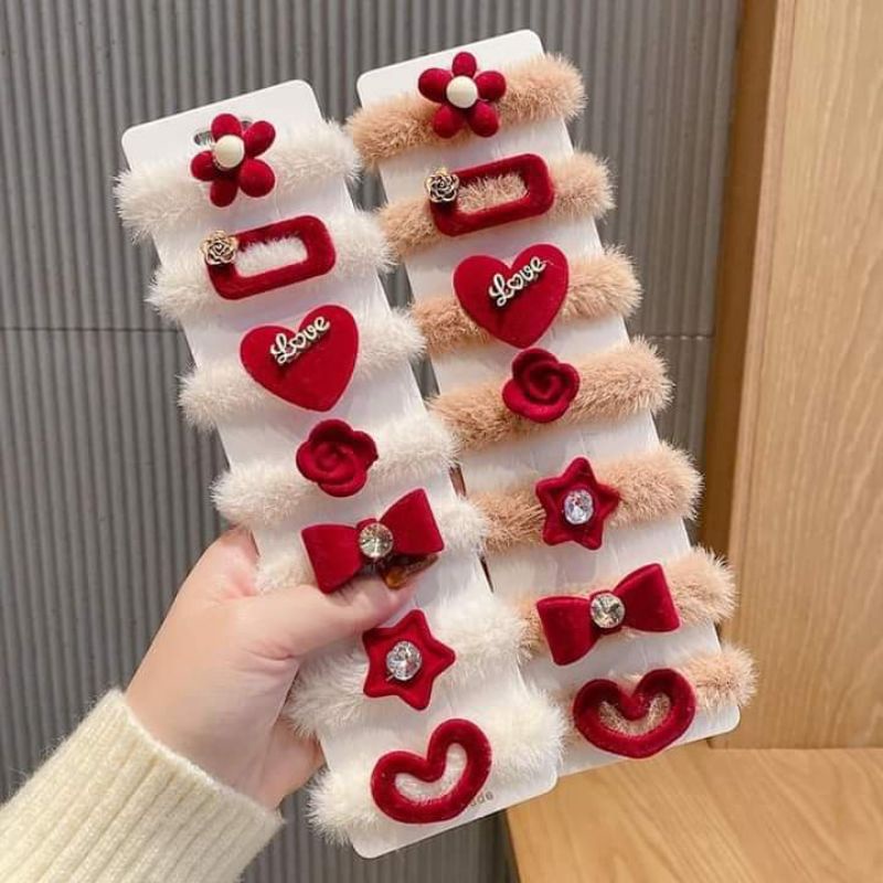 SET CHUN TÓC LÔNG TUYẾT mềm, dễ thương cho nữ và bé(NƠ ĐỎ) -TĐ