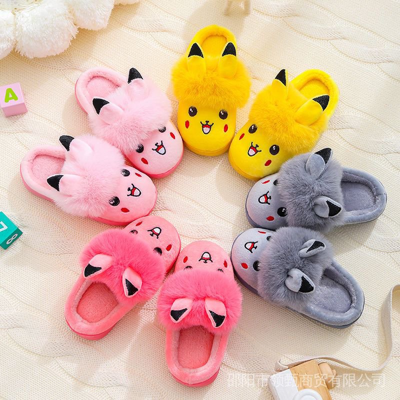 Dép Bông Đi Trong Nhà Hình Pikachu Dễ Thương Cho Bé Gái