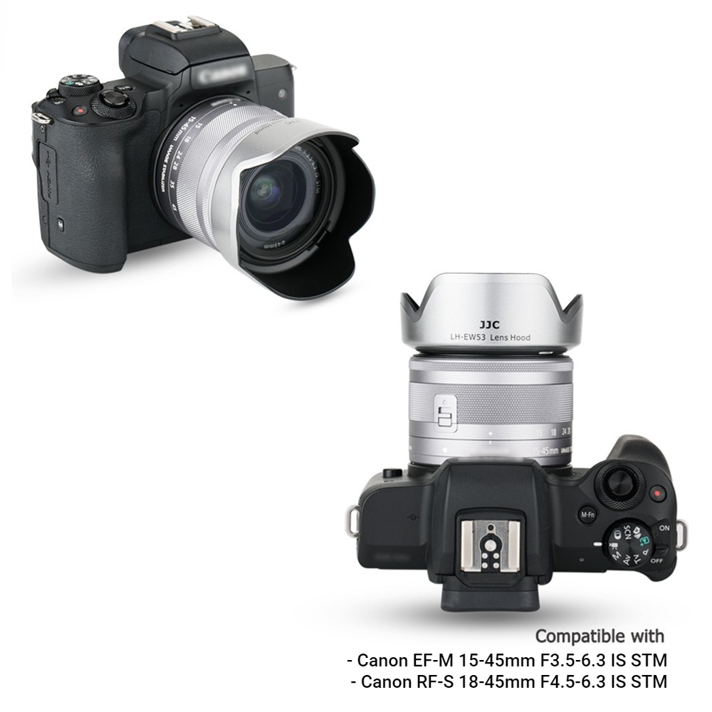 JJC LH-EW53 Loa che nắng Lens EW-53 Cho ống kính máy ảnh Canon RF-S 18-45mm F4.5-6.3 IS STM / EF-M 15-45mm F3.5-6.3 IS STM