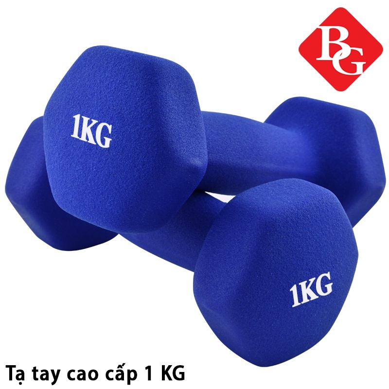 BG Cặp tạ tay lõi thép đặc bọc cao su nhám  5KG BLUE thái lan tập Gym