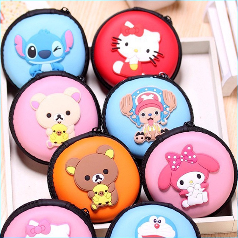 Hộp đựng tai nghe dây cáp cóc sạc tròn nhiều mẫu hình  - Túi đựng tai nghe hình tròn xin xắn du lịch