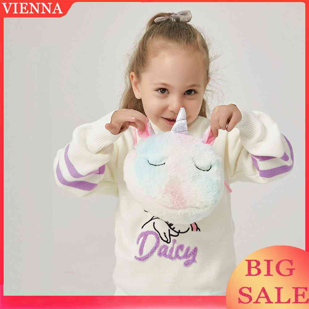 Túi Đeo Chéo Mini Bằng Vải Bông Có Khóa Kéo Họa Tiết Hoạt Hình Cho Bé Gái