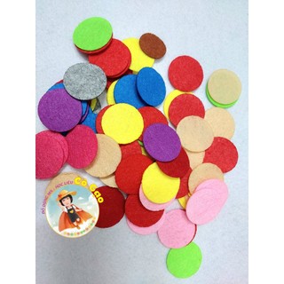 Set 100 miếng vải nỉ hình tròn trang trí mầm non,hanmade,thiệp,lì xì...