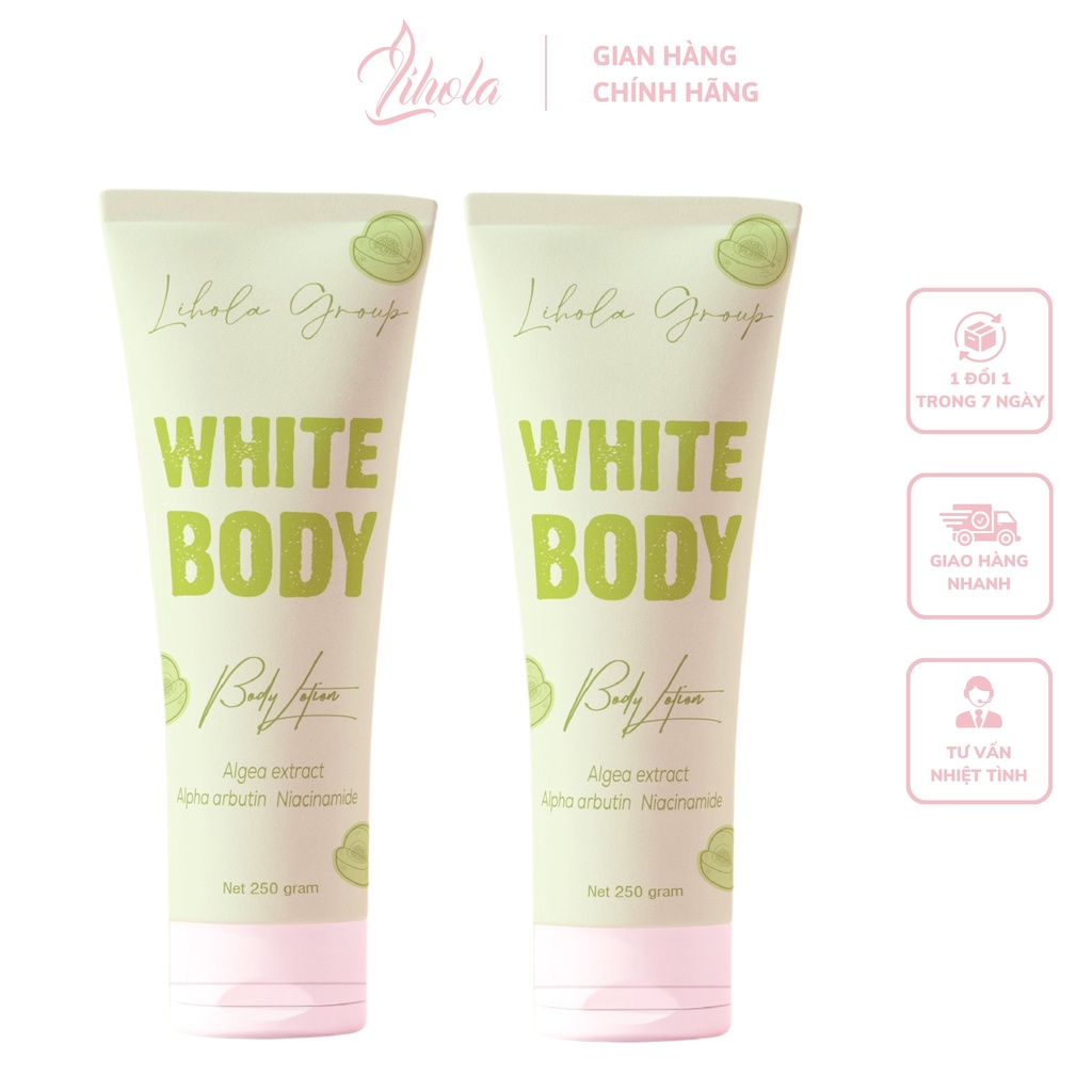 Combo 2 Kem Dưỡng Ẩm White Body Lihola Chính Hãng Giúp Da Trắng Sáng Mịn Màng Chống Nắng Hiệu Quả 250g/Tuýp