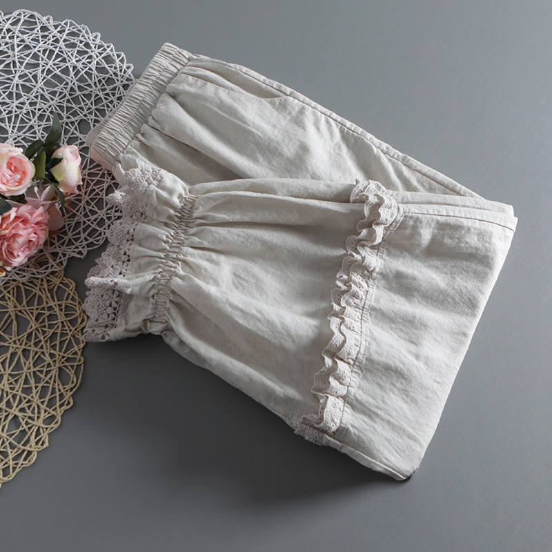 Quần bomber linen vintage xếp bèo