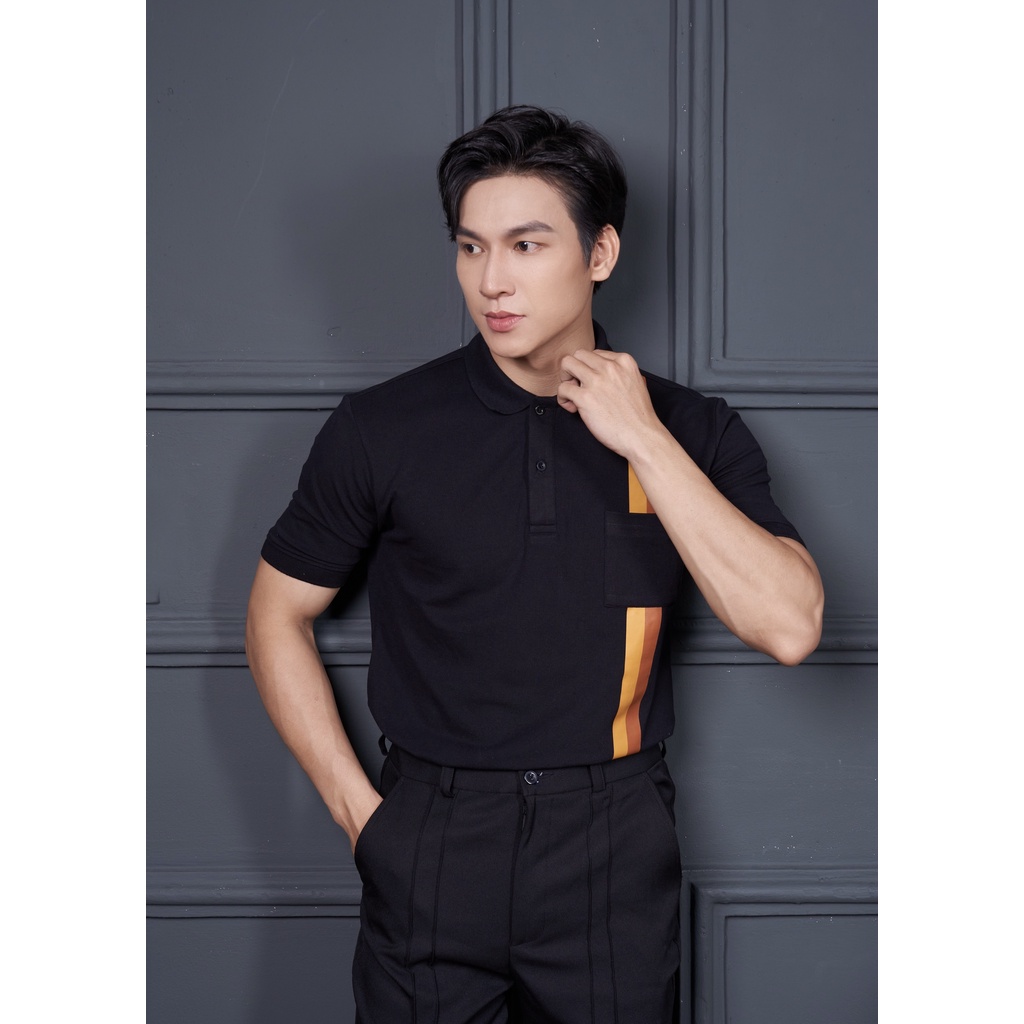 Áo Thun Polo Nam Cổ Bẻ Màu Đen Vải Cotton Cá Sấu Phối 2 Sọc Màu In Lụa Cao Cấp Chống Bay Màu Thương Hiệu MrTwins®