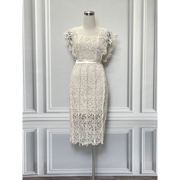 Váy ren VODEER hàng hiệu chính hãng thời trang nữ V586 màu be size M secondhand thanh lý ký gửi