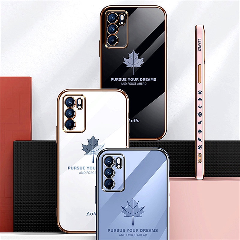 Ốp Lưng OPPO A16 / A15 / A15S / A16K / A53 / A54 / A55 / A57 / A76 / A95 4G / A1K Ốp Điện Thoại TPU Mềm Chống Sốc Họa Tiết Lá Phong Cho
