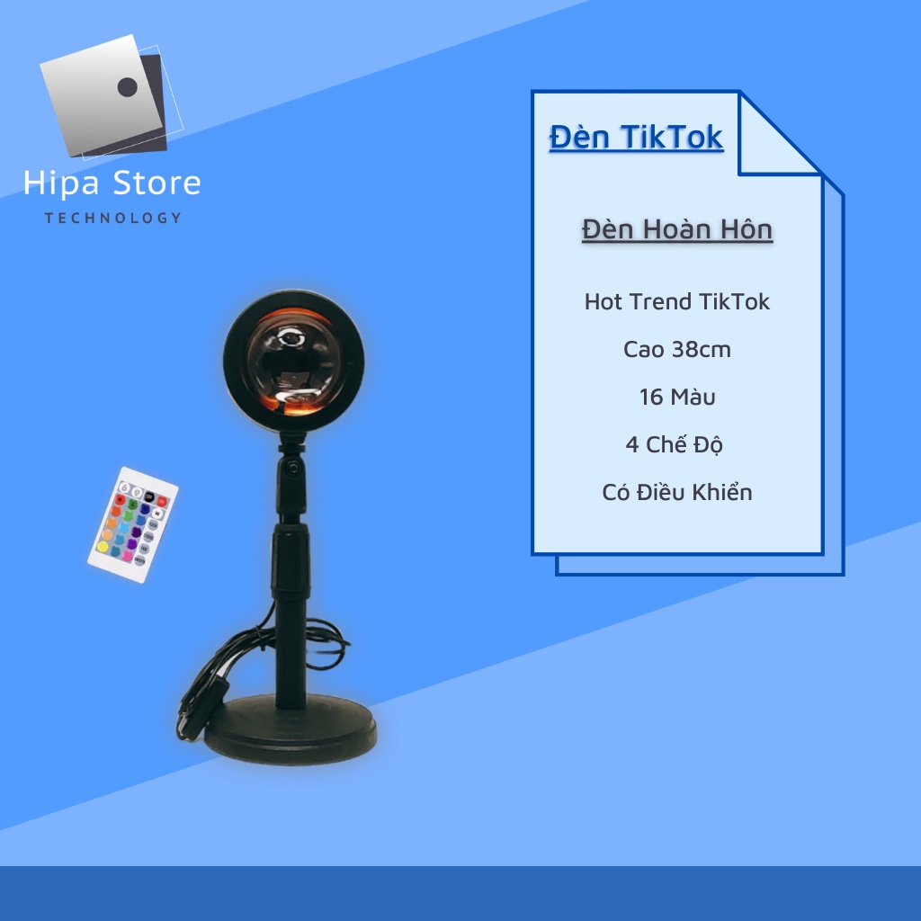 Đèn hoàng hôn 4 màu, 16 màu RGB có điều khiển, đèn quay tiktok, chụp ảnh sống ảo, ánh cầu vồng ảo diệu | Hipa Store