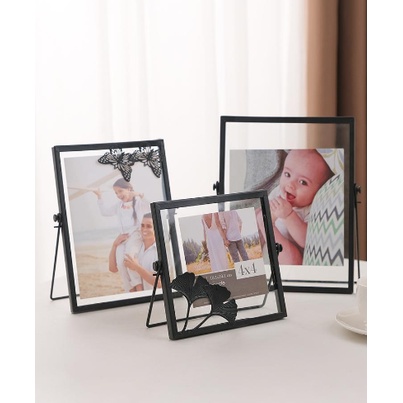 Khung Ảnh Để Bàn kim loại trong suốt KA7 Khung Hình hoa khô kèm chân đế