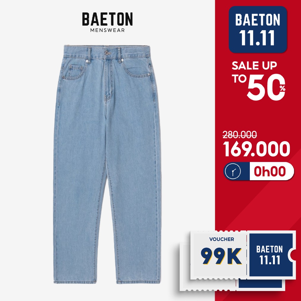 Quần jean baggy nam ống suông JEBA xanh, đen Hàn Quốc thương hiệu BAETON