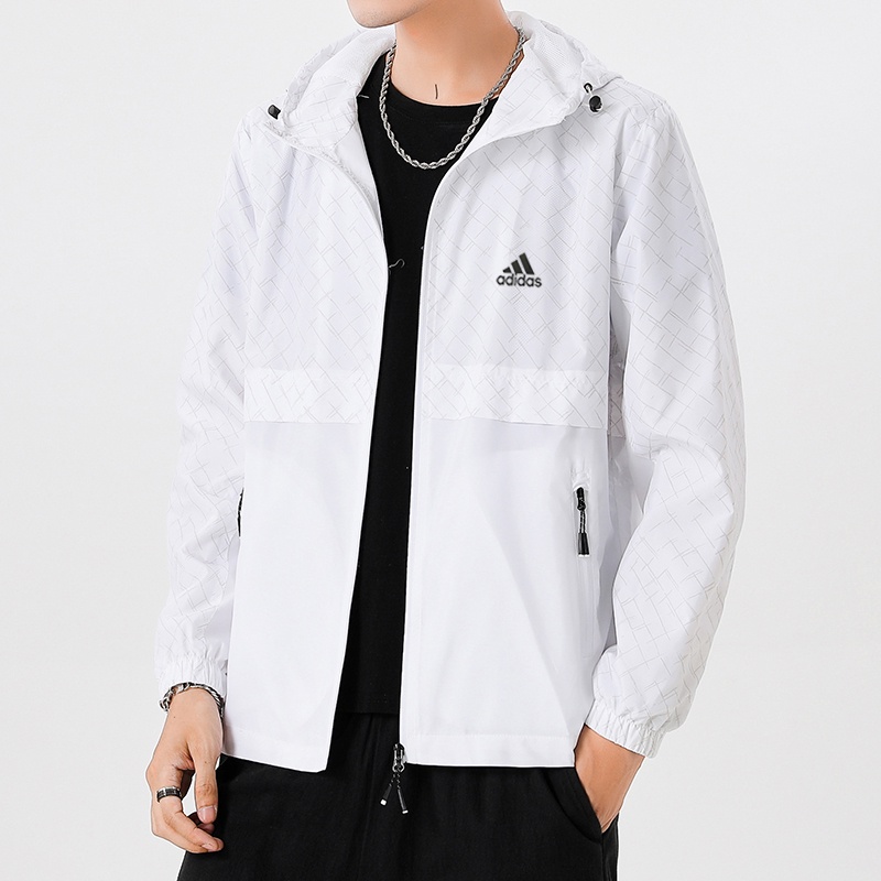 Áo Khoác Gió Adidas Màu Trơn Phối Khóa Kéo Thời Trang Cho Cặp Đôi