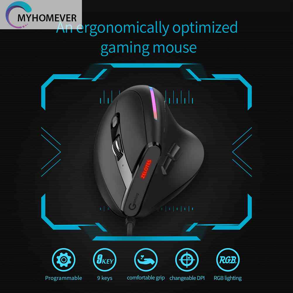 Chuột Gaming ZELOTES T-50 RGB Quang HọC Có Dây, 9 NúT BấM 12800 DPI