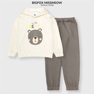  Bộ quần áo bé trai thu đông Bigfox Miss Meow dài tay nỉ bông kiểu hoodie size đại 3-8 