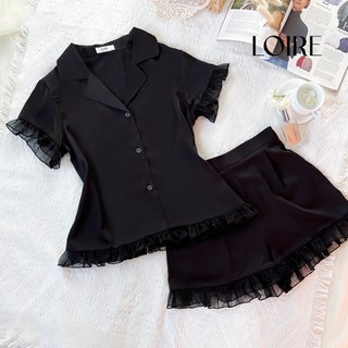 Bộ Pijama Lụa Phối Voan Loirechic PCC08
