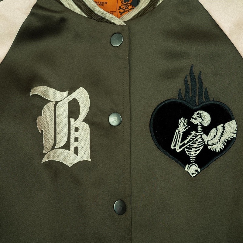 Áo khoát bomber badhabit thêu chất vải dù 2 lớp, chất dày, có túi bên trong áo