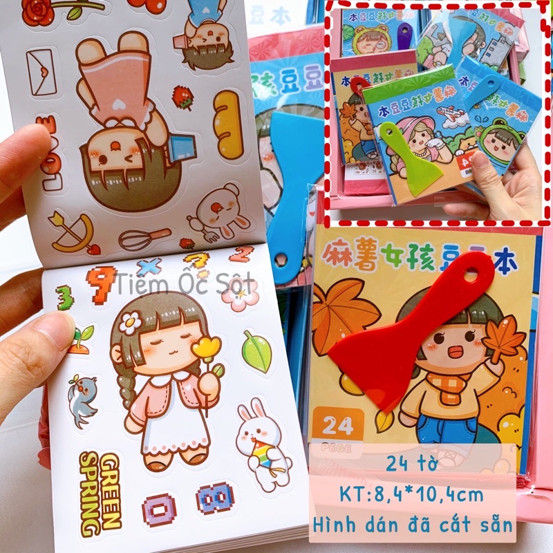 Quyển Sticker 24 Tờ Hình Dán Trang Trí Sổ Lưu Niệm Hoạ Tiết Hoạt Hình Dễ Thương-ST050