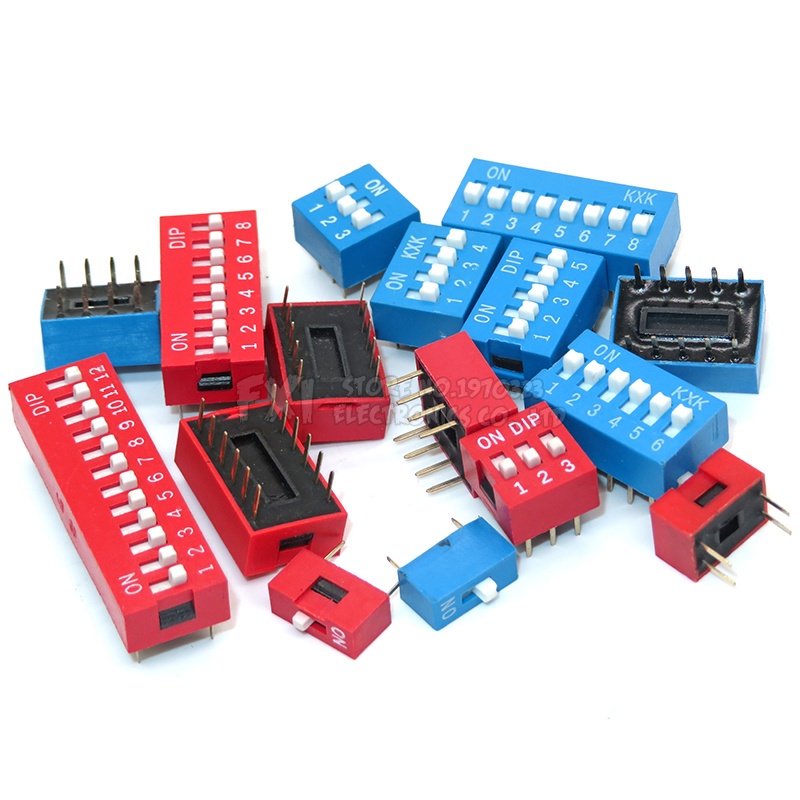 Công tắc bit, công tắc gạt bit màu đỏ các loại swich gạt chọn bit các loại 2P 3P 4P 5P 6P 7P 8P Linh kiện điện tử SMD