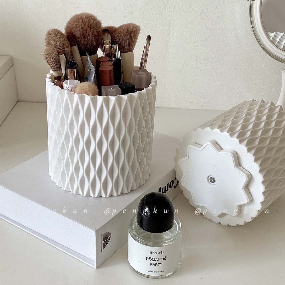 Xô Đựng Cọ Trang Điểm / Bút Trang Điểm Sức Chứa Lớn Màu Trắng Kiểu Xoay Được Đơn Giản