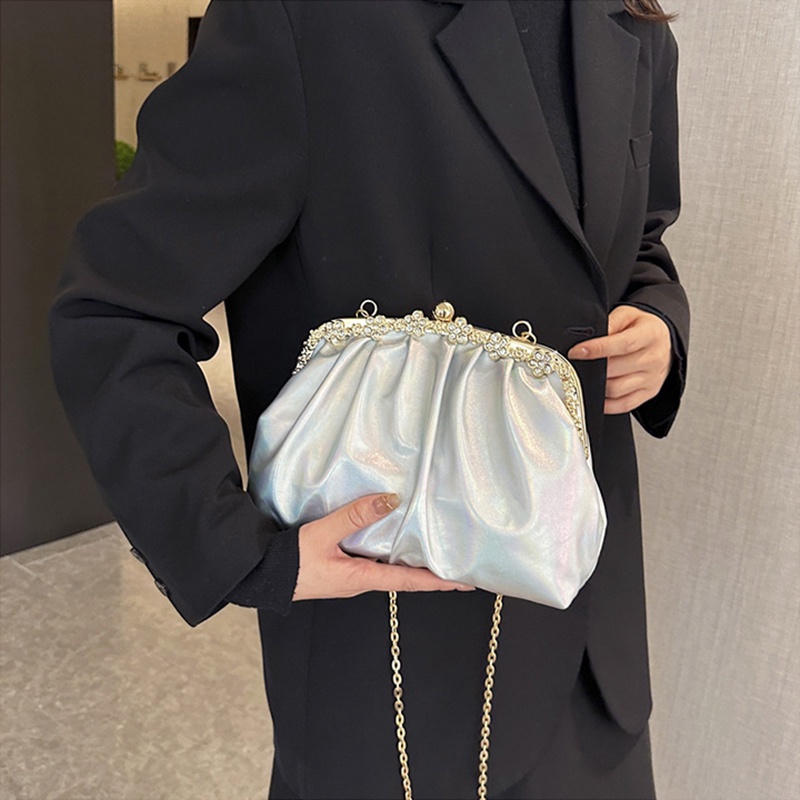 Túi Đeo Chéo Hình Vỏ Sò Phối Dây Xích Thời Trang Cao Cấp Sang Trọng