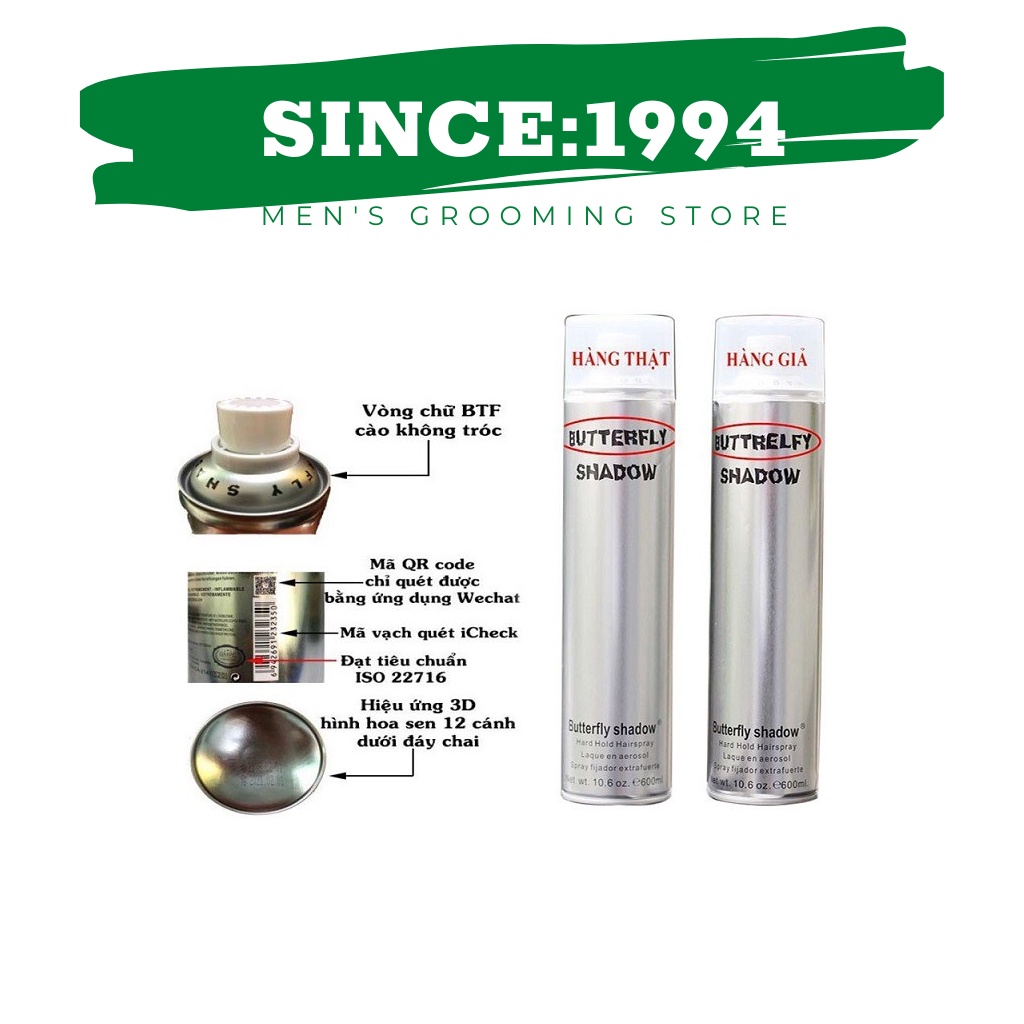 [CHUẨN CHÍNH HÃNG] Gôm Xịt Tóc Butterfly Shadow 320ml