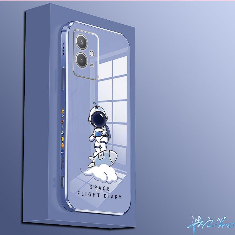 Ốp Điện Thoại Mạ 6D Hình Phi Hành Gia Có Dây Đeo Cho Samsung A20 A30 A50 A50S A30S A31 A51 A7 2018 A71 A32 A73 A72