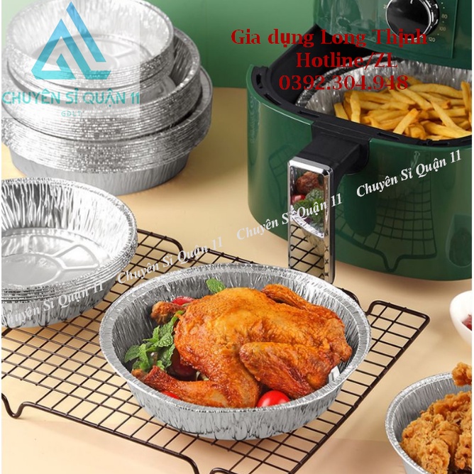 Set 20 Đĩa bạc lót nồi chiên không dầu, khay giấy bạc nướng đa năng , Dĩa bạc nướng đường kính 18cm