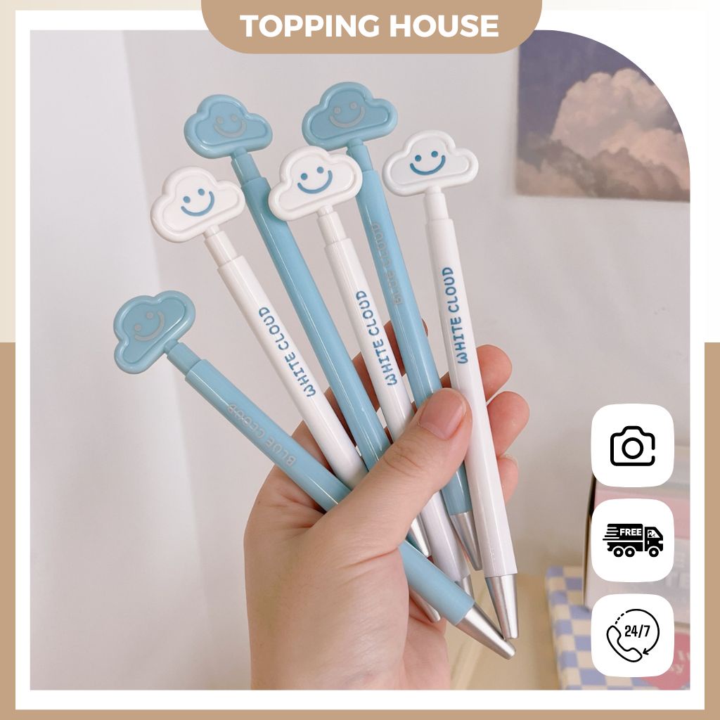 Bút Bi Mực Gel Bấm Hình Đám Mây Nét Ngòi 0.5mm Cho Học Sinh/Văn Phòng - DC36 - Topping House