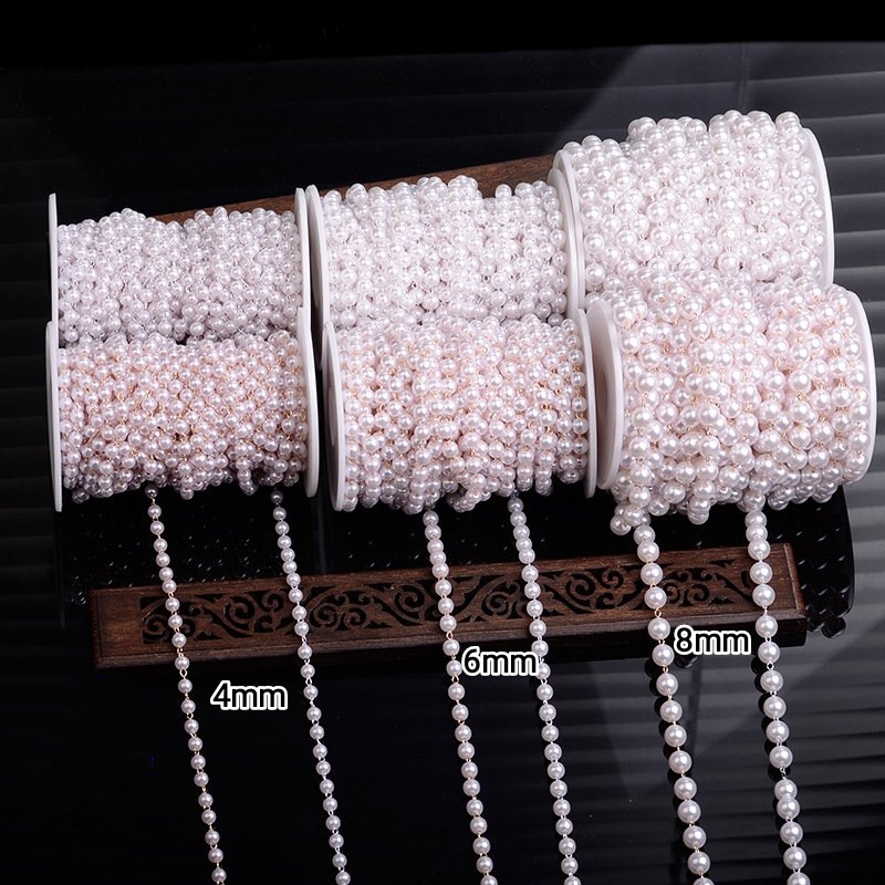 1mét Dây chuyền hạt ngọc trai ABS sáng bóng làm trang sức các loại 4-6mm- Phụ kiện nguyên liệu trang sức thủ công
