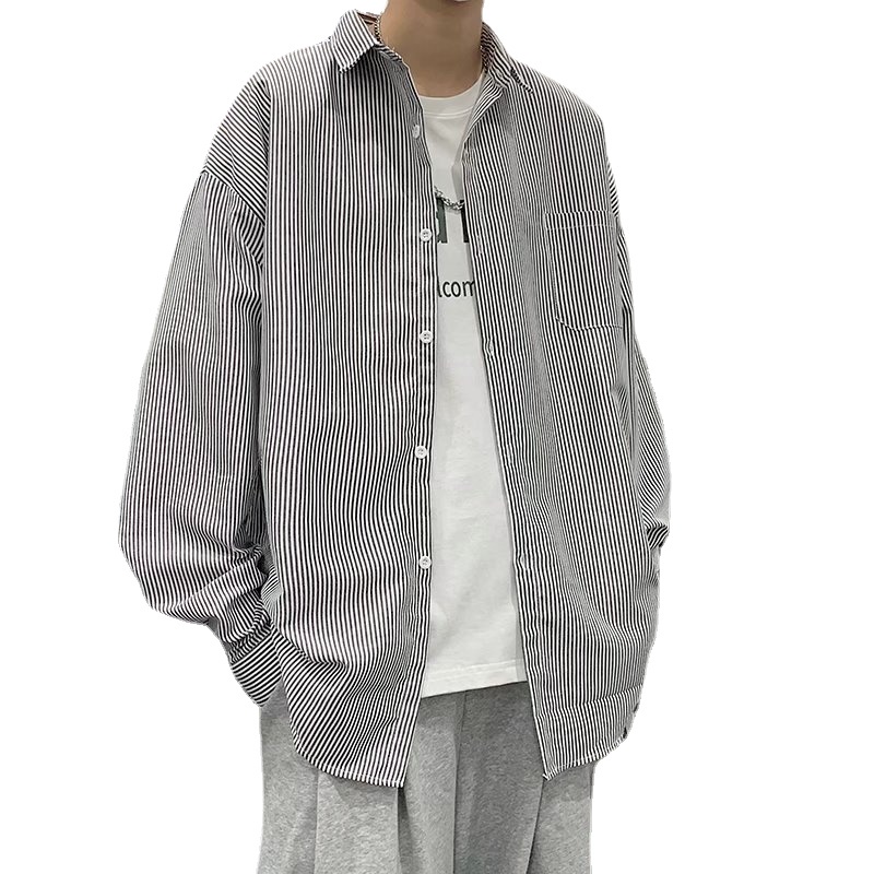 Áo Sơ Mi Oversize Kẻ Sọc Phong Cách Hip Hop Đường Phố Cho Nam Size M-3XL
