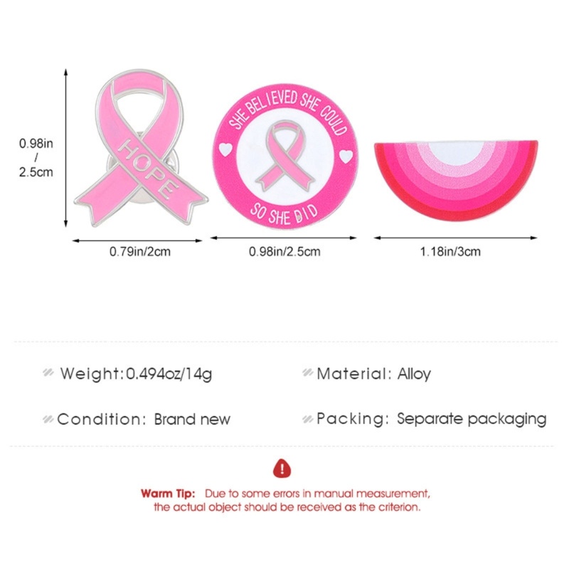 Bộ 3 Ghim Cài Áo Hình Chữ Ung Thư Ngực Cho Nam Và Nữ