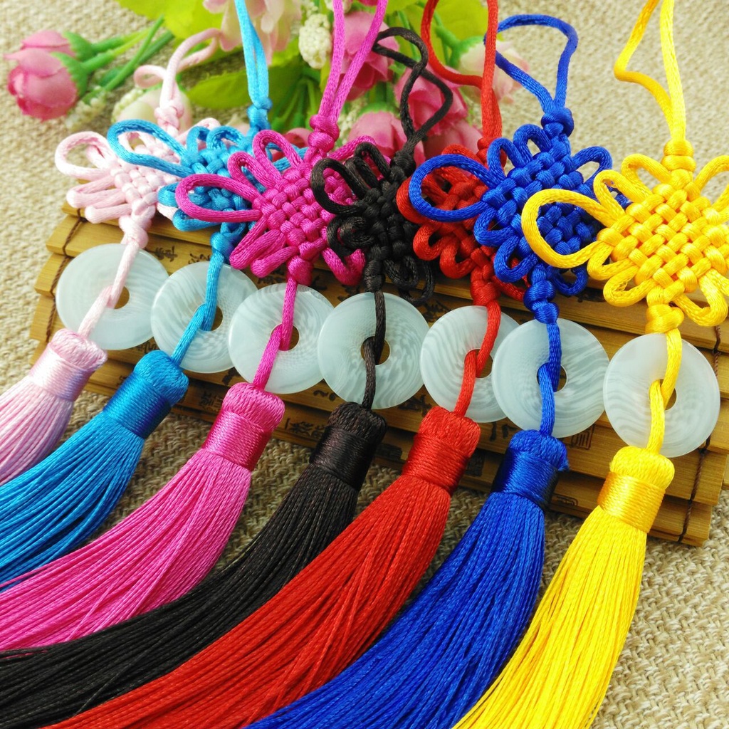 (1 cái)Dây treo tua rua trang trí đồng tâm ngọc bội 26cm, nguyên liệu làm trang sức cổ trang, Nguyên liệu diy