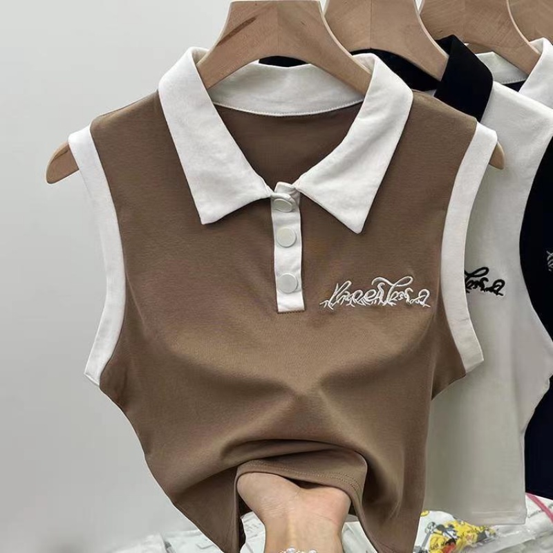 Áo Thun Polo Sát Nách Phong Cách Vintage Thời Trang Mùa Hè Dành Cho Nữ