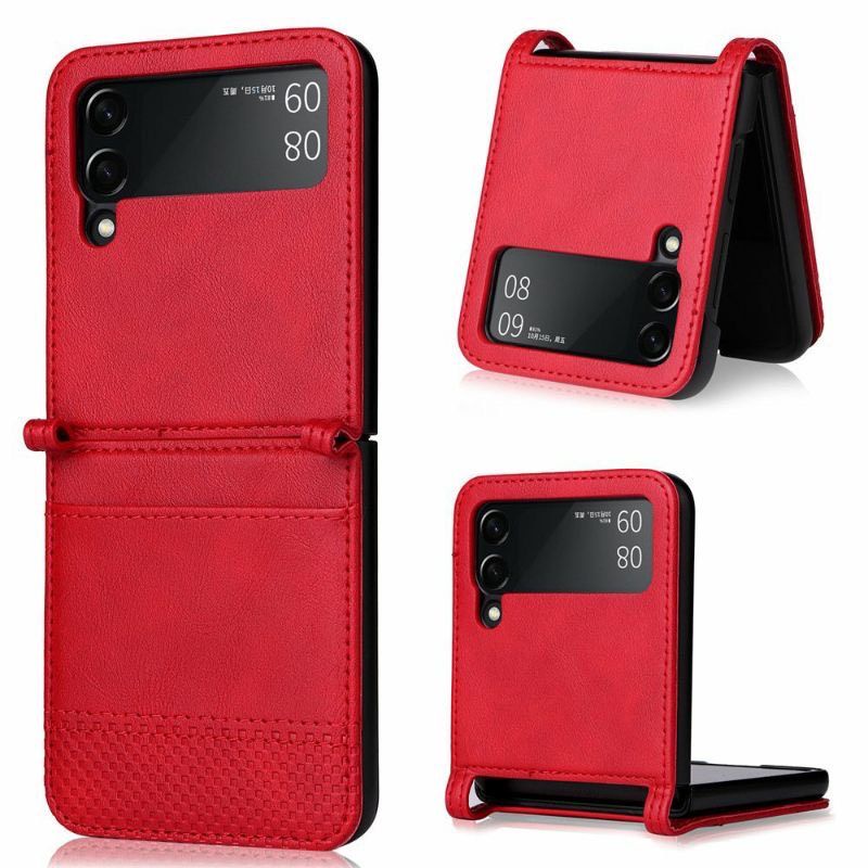 SAMSUNG GALAXY Z Flip 4 / ZFLIP 3 5G _ Bao da điện thoại bằng da đựng thẻ chống trầy xước 4 góc