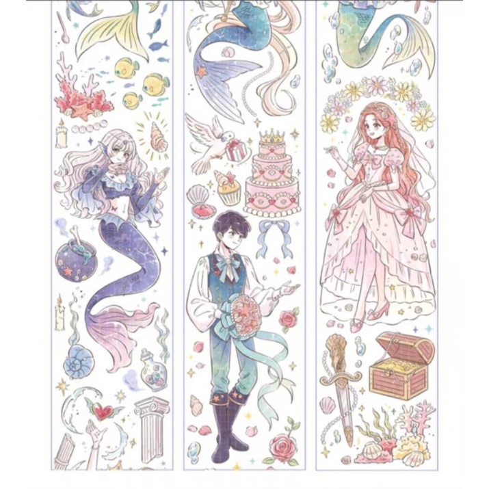 Washi tape 4.8x75cm hãng Tiệc trà Alice họa tiết Nàng tiên cá