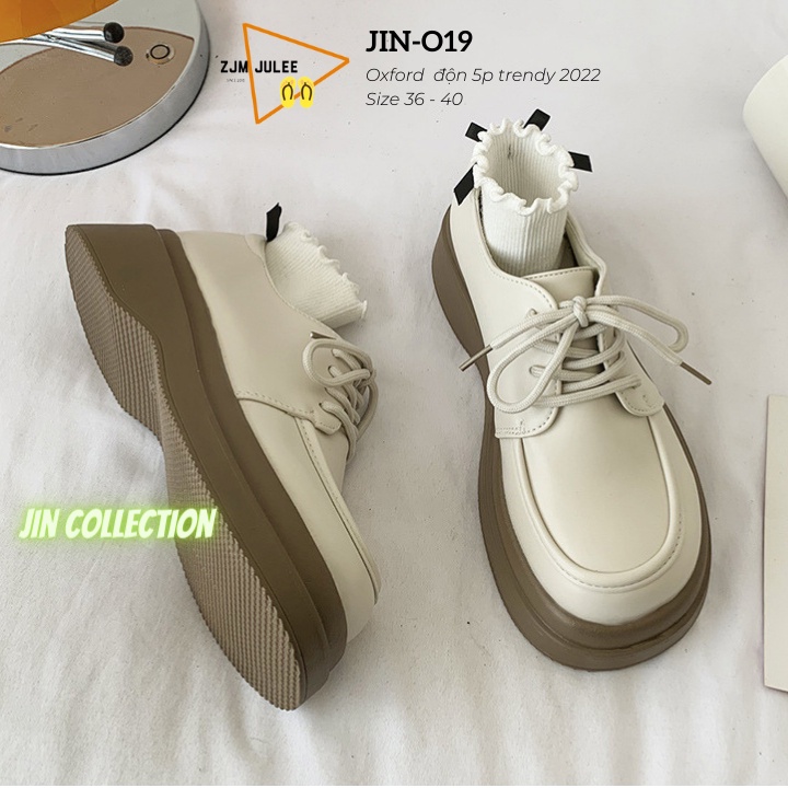 Giày da Oxford nữ JIN-O19 đế độn 5p cao cấp -  giày da nữ trendy 2022