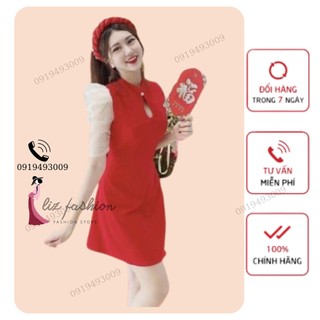 Áo dài cách tân nữ, đầm đỏ tay voan lưới đi chơi Noel và Tết 2022 LIZ FASHION