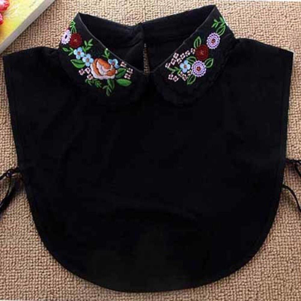 Cổ Áo Sơ Mi Giả Hai Lớp Thêu Hình Hoa Có Thể Tháo Rời Thời Trang Cho Nữ